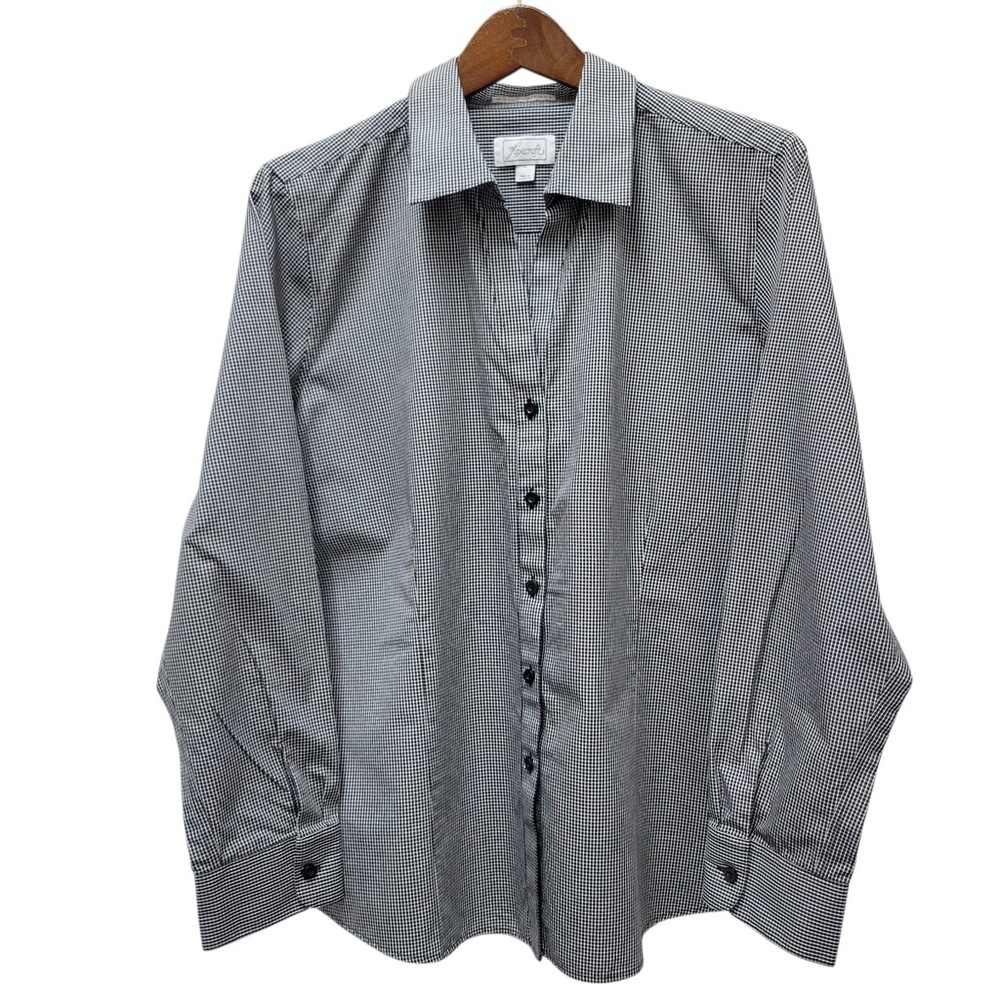 Foxcroft Women's Wrinkle Free V-Neck Button Up Long-Sleeve Fitted Shirt Size XL